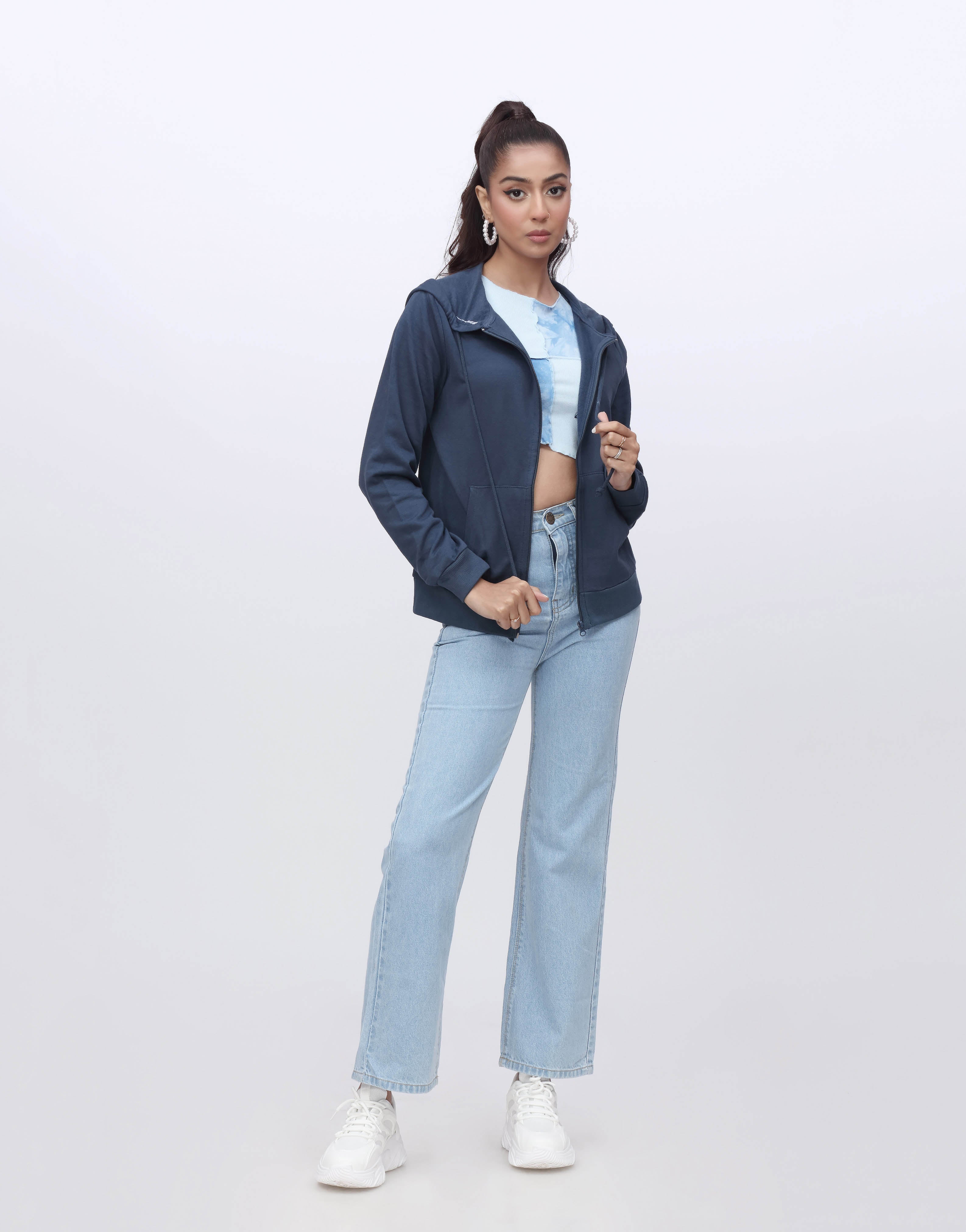 Zipper Hoodie Fleece- Navy Blue (MINOR DEFECT)