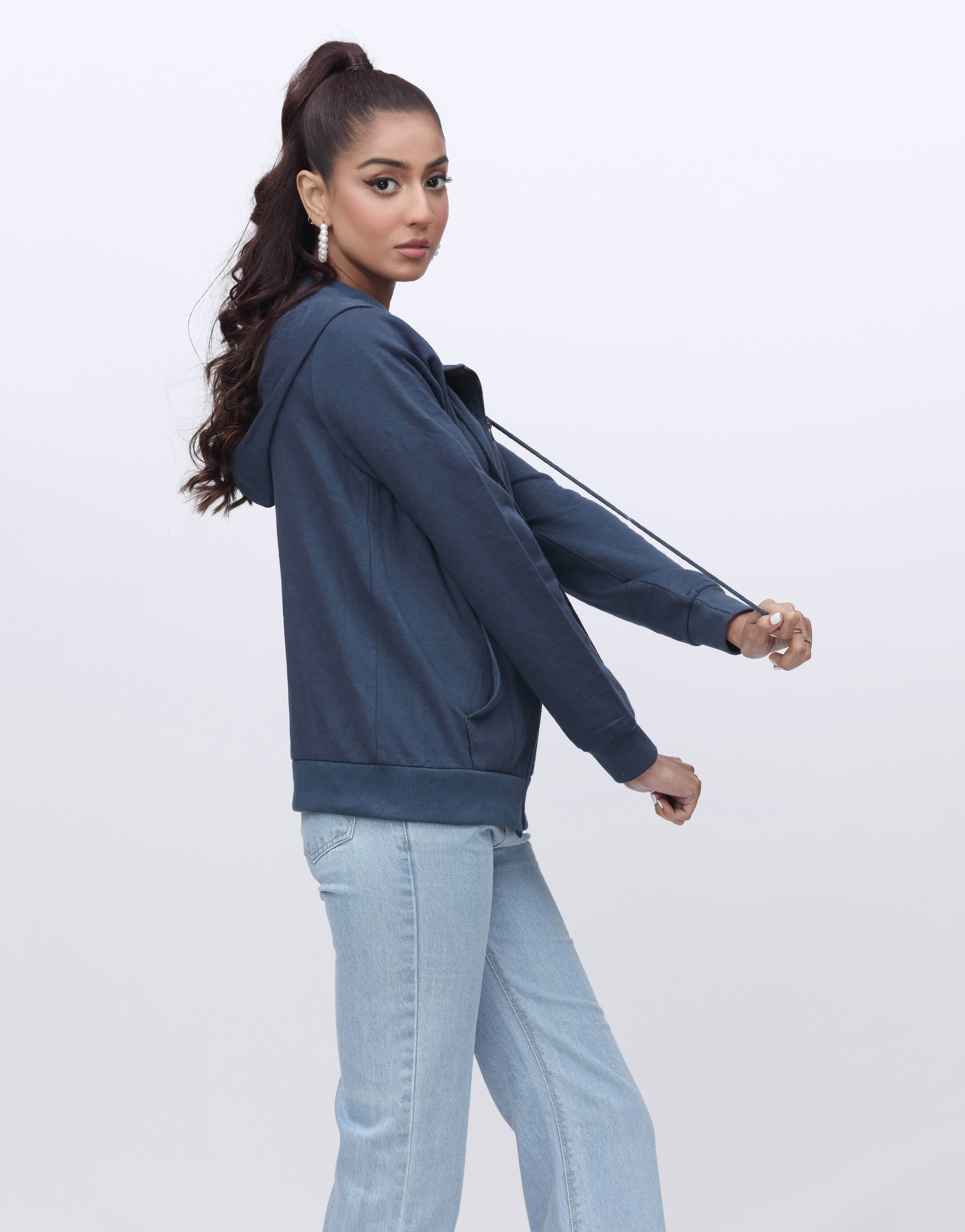 Zipper Hoodie Fleece- Navy Blue (MINOR DEFECT)