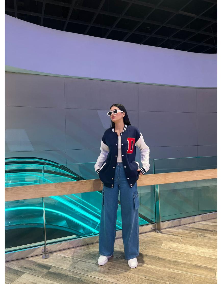 High Rise Wide Leg Cargo Jeans Stone Blue