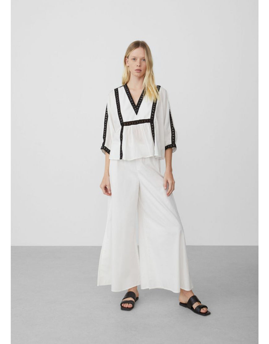 Plazo Trouser in White  (MINOR DEFECT)