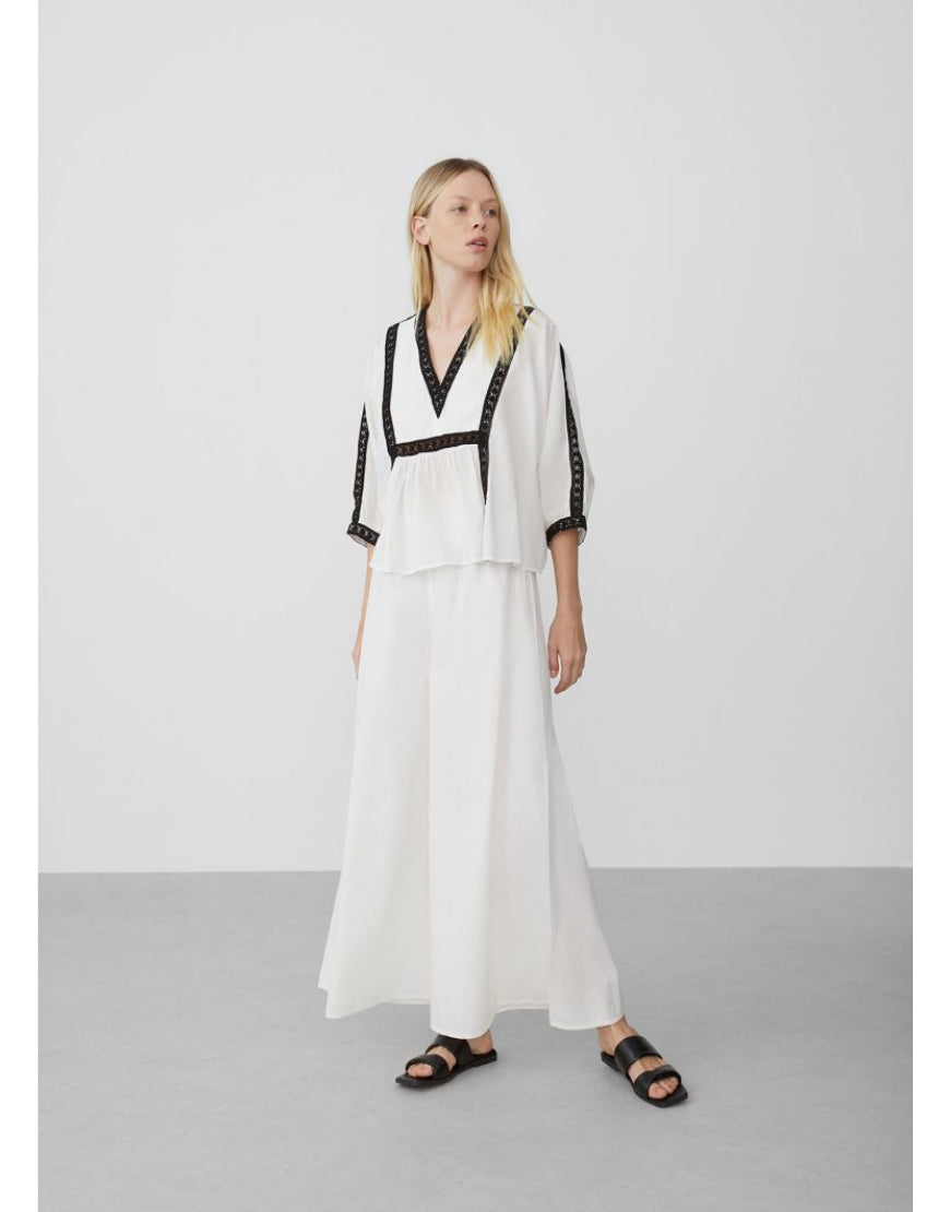 Plazo Trouser in White  (MINOR DEFECT)