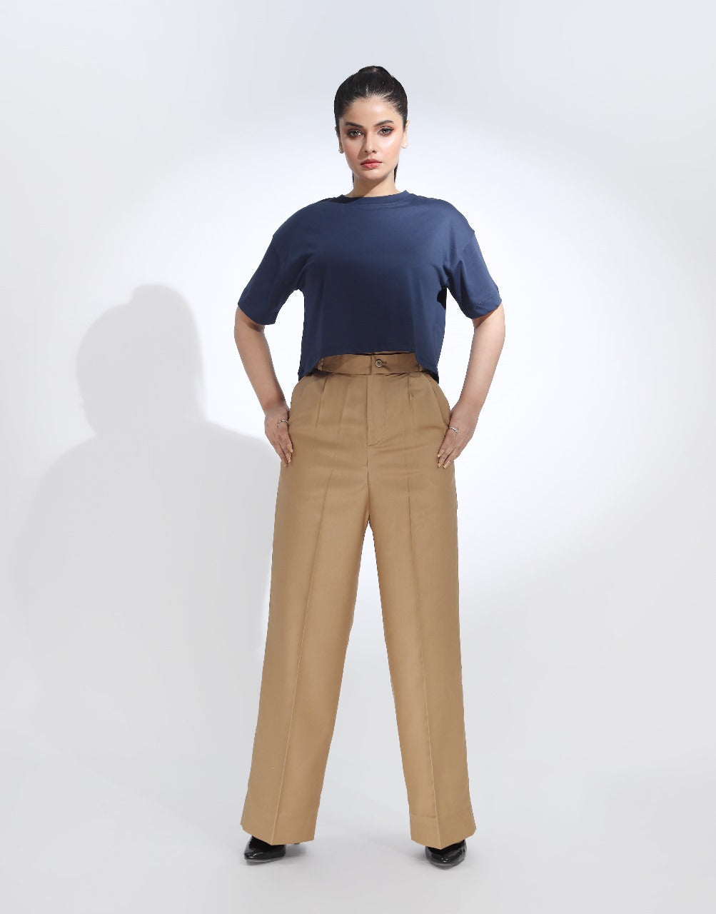 The Resilient Pleat (Wide Leg Double Pleated Dress Pant Beige)