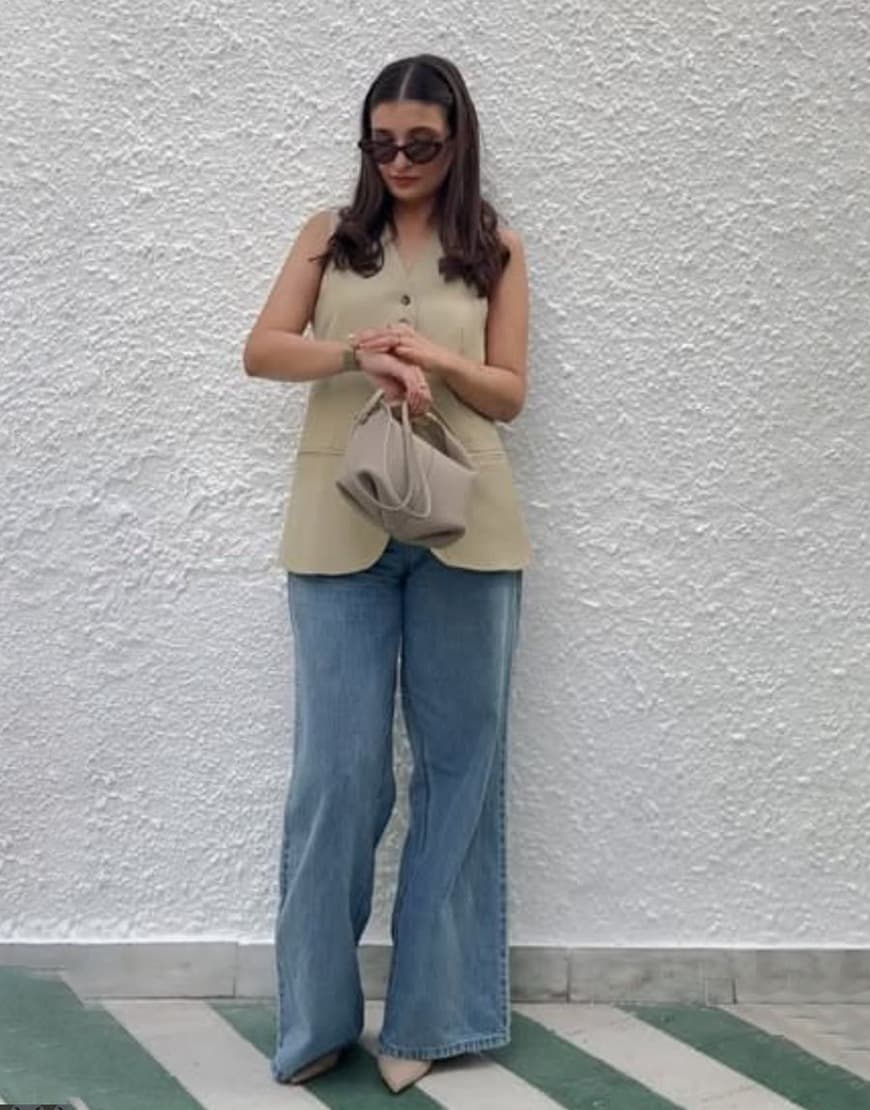 High Rise Wide Leg Jeans Stone Blue