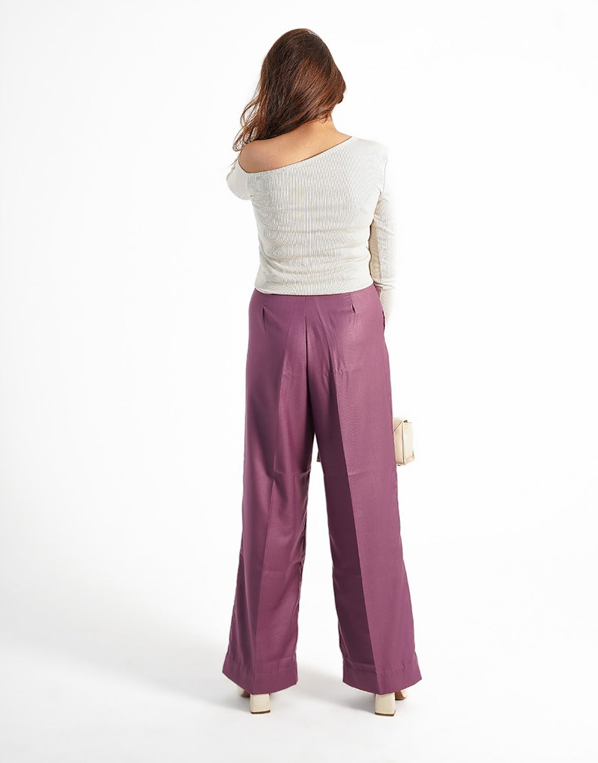 The Enduring Bloom (Wide Leg Centre Pleated Dress Pant Magenta)