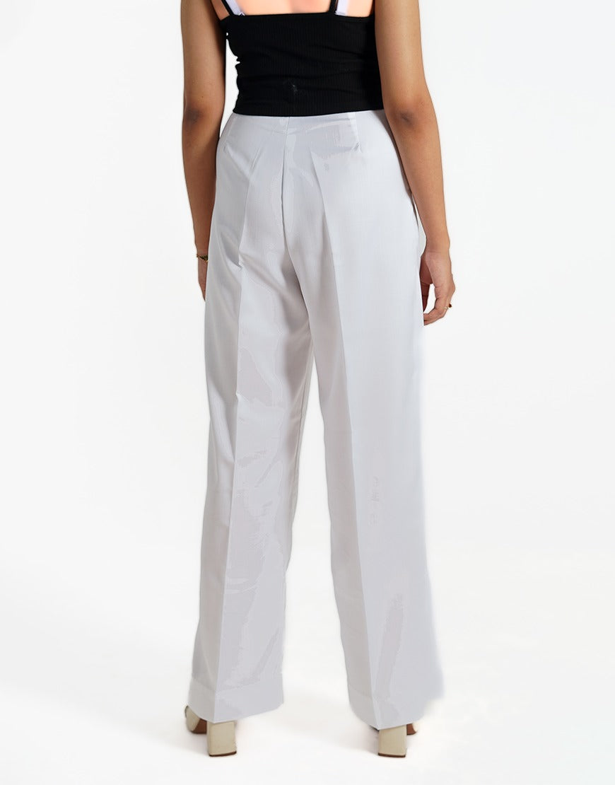 Light Through Loom (Single Pleated Wide Leg Pants White)