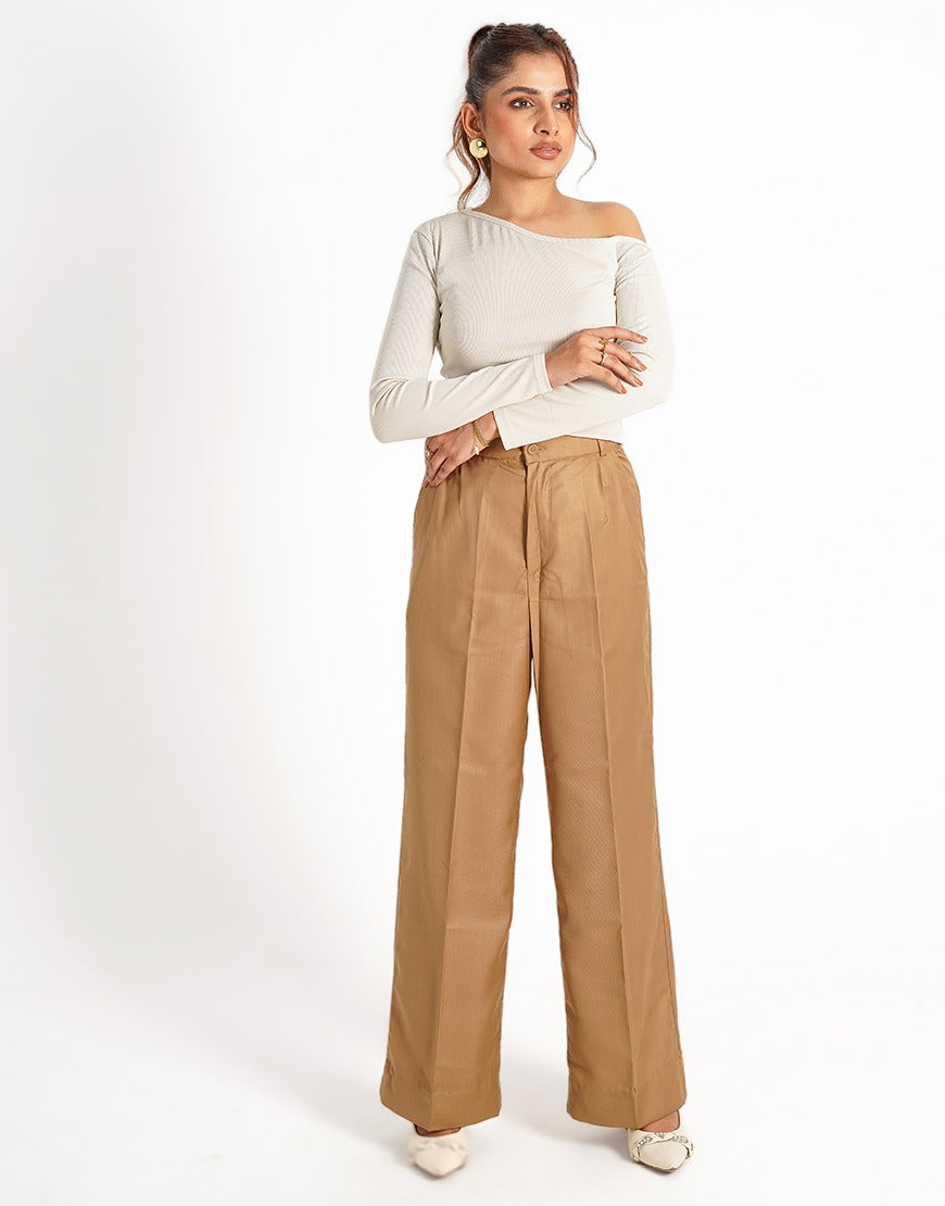The Resilient Pleat (Wide Leg Double Pleated Dress Pant Beige)