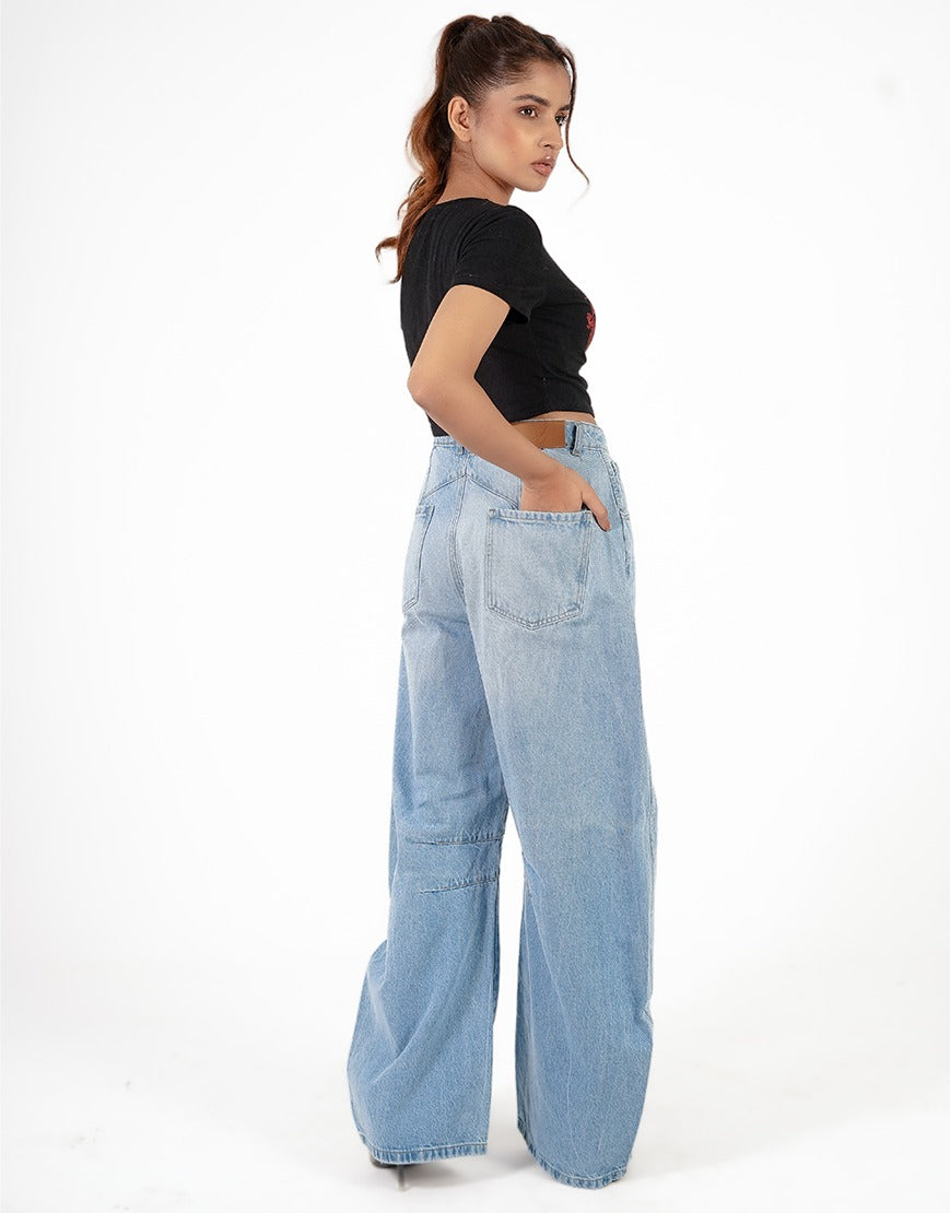 High Rise Light Wash Barrel Jeans