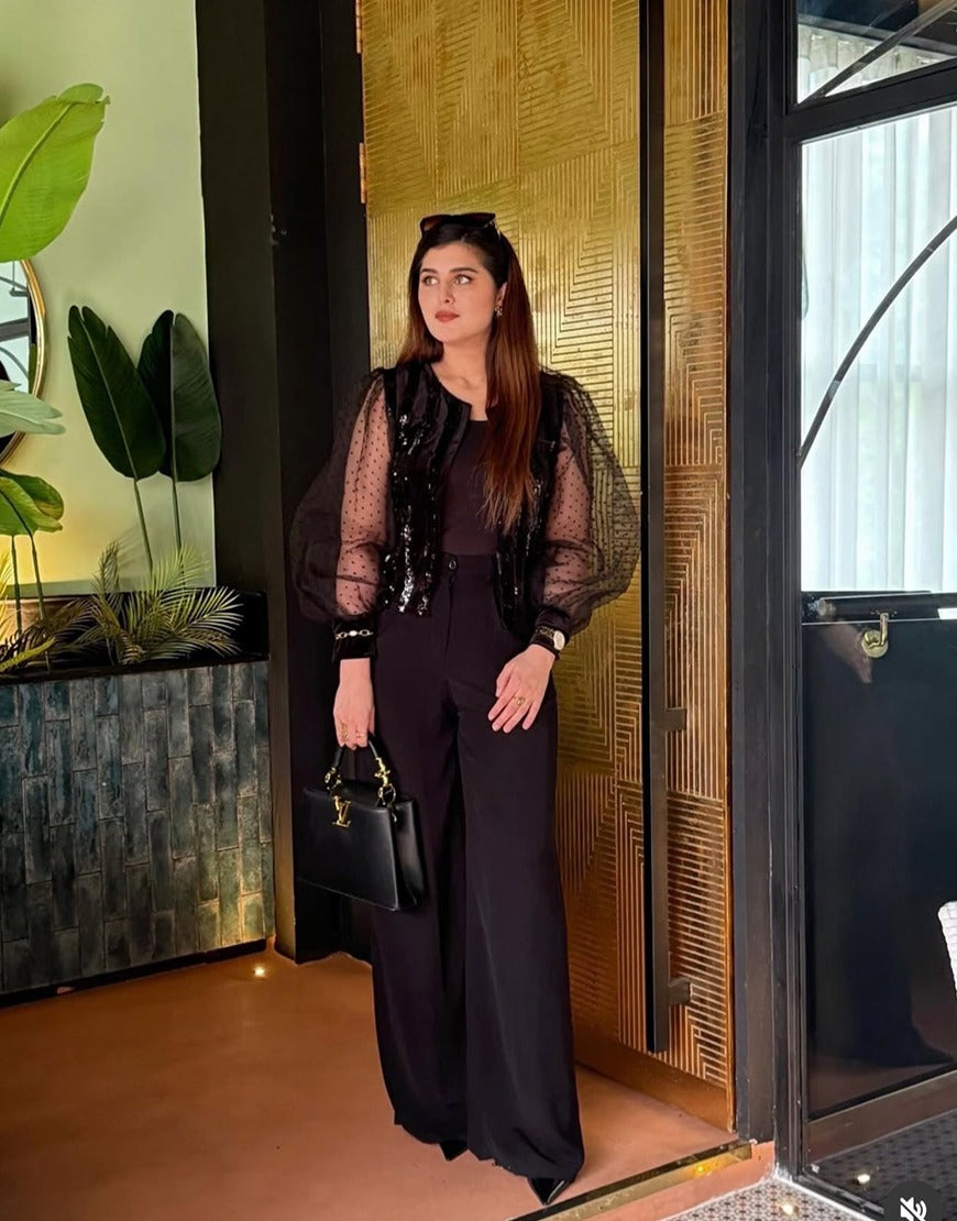 Wide Georgette Pants Black