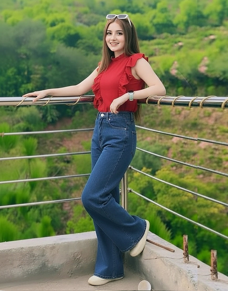 High Rise Wide Leg Jeans Dark Wash