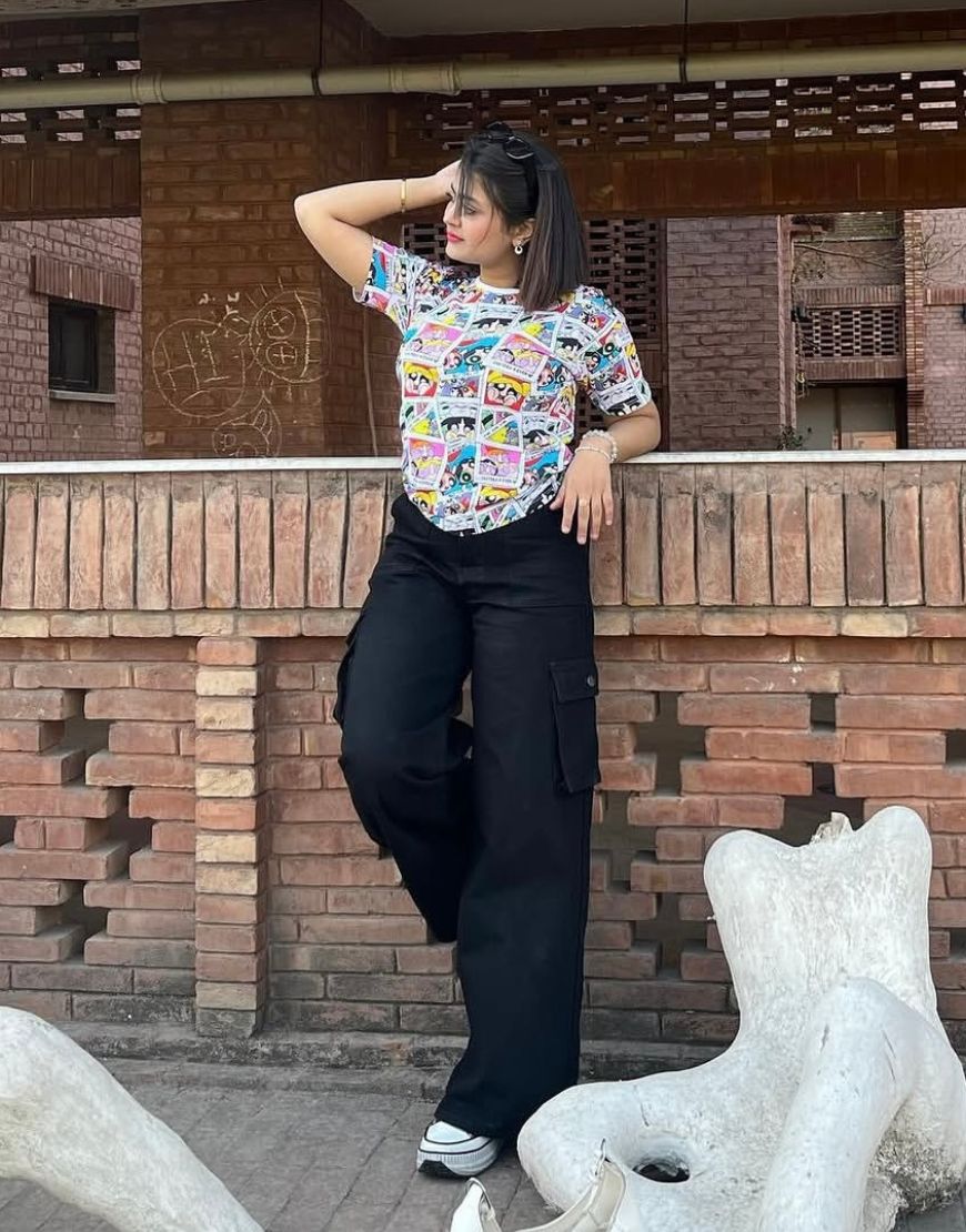 Wide Leg Jeans Cargo Black