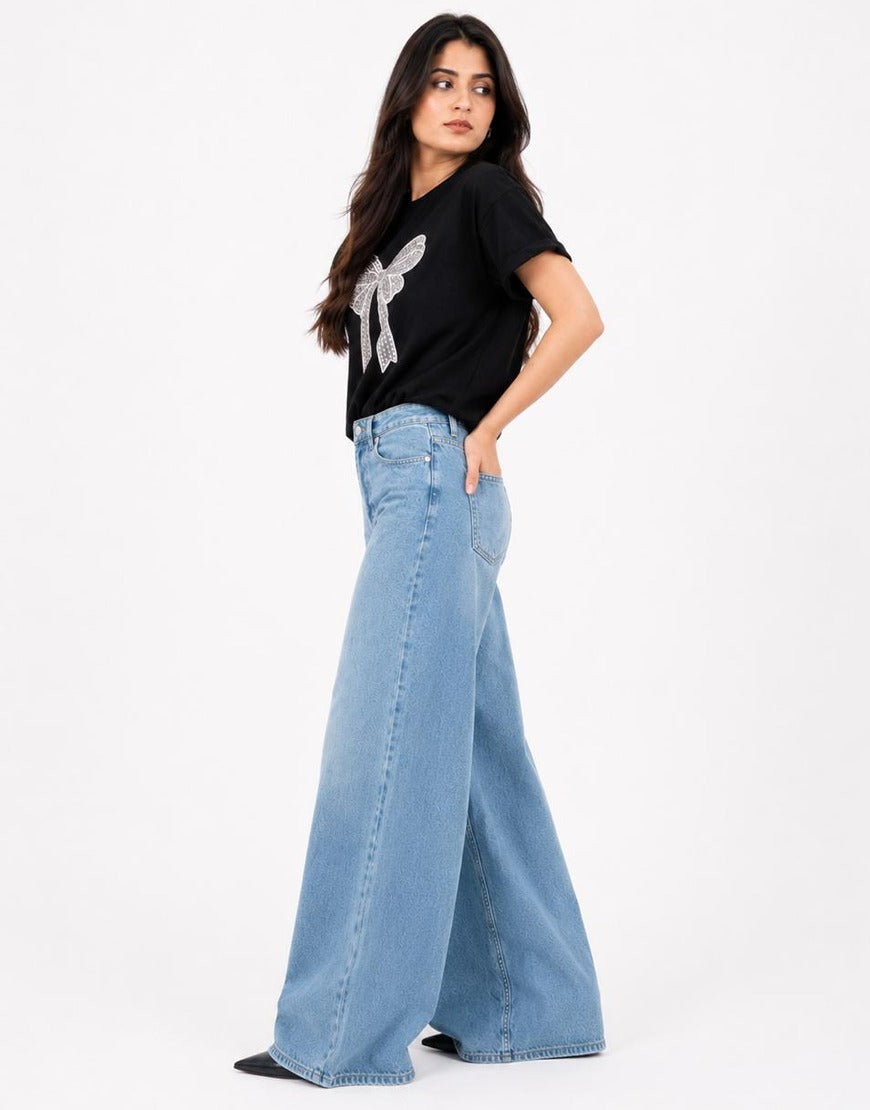 Super Wide Leg Jeans Mid Blue