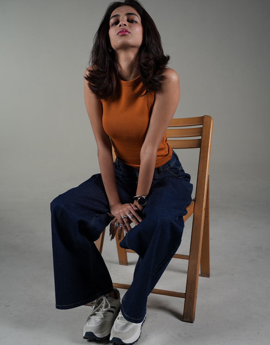 Wide Leg Flap Pocket Jeans in Dark Wash