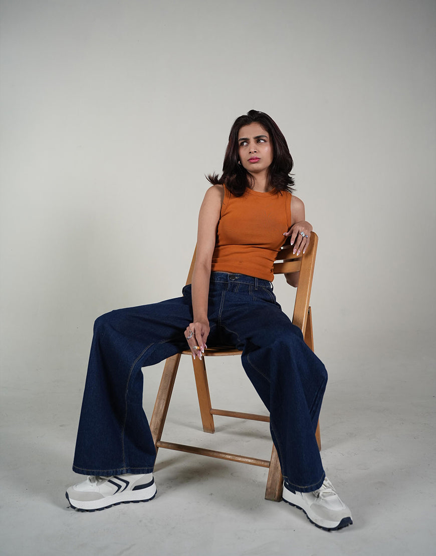 Wide Leg Flap Pocket Jeans in Dark Wash